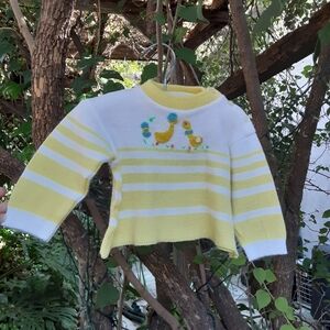 2 for $15 Vintage 70s Baby Spring Duck Duckling Boxy Sweater 6 To 9 Months
